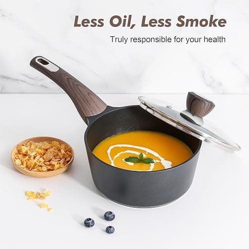 SENSARTE Pots and Pans Set Non stick, Non toxic Healthy Induction Cookware Set, 14 Pcs Non Stick Kitchen Cooking Set with Frying Pans Set & Saucepan, PFOA PFOS APEO Free, Black thumbnail 7