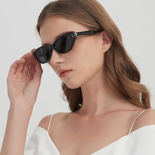 HASFOX Cat Eye Folding Sunglasses for Women Men, Trendy Stylish Polarized UV Protection Foldable Sun Glasses with Case - Cat Eye - Grey thumbnail 2
