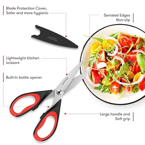 iBayam Kitchen Scissors All Purpose Heavy Duty, Kitchen Utensils Set, Stainless Steel Cooking Utensils Gadgets, Meat Poultry Food Shears Dishwasher Safe Utility Tools Home Gift, with Protective Sheath thumbnail 4