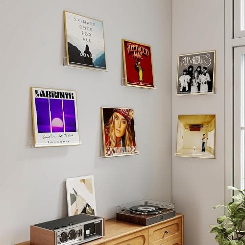 Laurensory Vinyl Record Shelf Wall Mount Shelves, 12 inch Clear Acrylic Vinyl Record Holder Display, Floating Shelves for Wall Decor, Magazine Rack, Kids Bookshelf, for Bedroom, Living Room, 6 Pack thumbnail 4