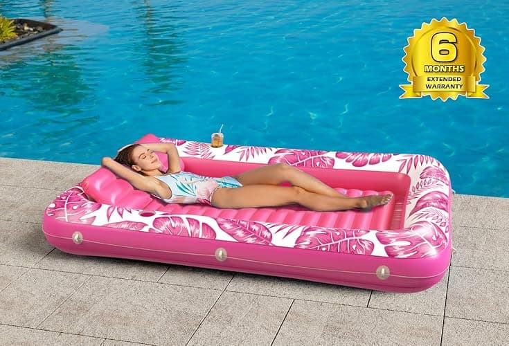 Inflatable Tanning Pool Lounger Float - Jasonwell 4 in 1 Sun Tan Tub Sunbathing Pool Lounge Raft Floatie Toys Water Filled Tanning Bed Mat Pad for Adult Blow Up Kiddie Pool Kids Ball Pit thumbnail 7