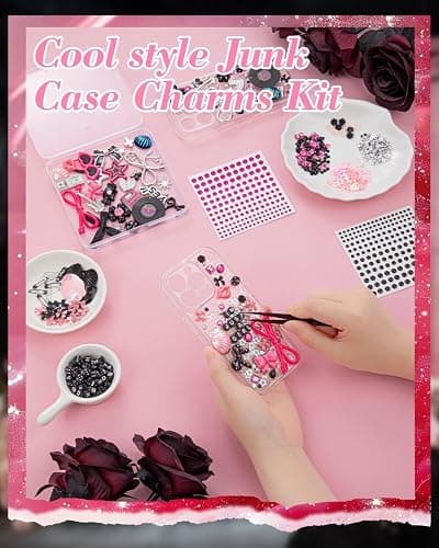 Junk Phone Case Charms Kit,Charms for Junk Cases,Kawaii Bow, Letter Beads, Nail Accessories, Flatback Resin, Cute Aesthetic Big Decor for Personalization thumbnail 4