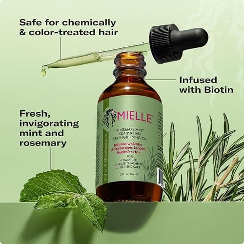 Mielle Organics Rosemary & Mint Hair Oil, Split Ends & Dry Scalp Treatment - Made with Biotin & Essential Oils for Strengthening, Soothing, Moisturizing & Encouraging Longer, Healthier Hair (2 Fl Oz) thumbnail 6
