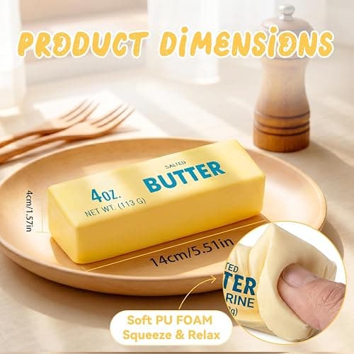 2PCS Butter Squishy – Slow Rising Butter Squishy Toy, Realistic Food Fidget Toys for Adults, Soft PU Material, Sensory Anxiety Relief & Focus Aid, Portable 5.5 Inch Squishy Butter for Office & Home thumbnail 3