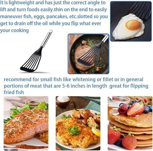 KSENDALO Thin Kitchen Spatula Turner for Egg,Fish, Slotted Flexible Plastic Spatula for Nonstick Cookware, Idea Kitchen Utensil for Egg, Bacon, Fish, Pancakes thumbnail 4