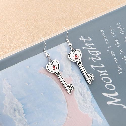 LQRI Anime Character Gifts Demon Cartoon Characters Inspired Heart-Shaped Wings Key Earrings Anime Series Merchandise thumbnail 4