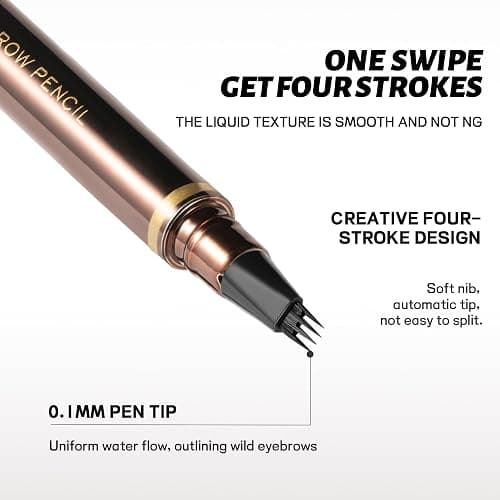2 Pack Eyebrow Pen, Waterproof Microblading Eyebrow Pencil, 4 Tip Precise Eye Brow Makeup Pen for Women to Effortlessly Create Hair Like Natural Brows, Non Dry Out and Last All Day (Medium Brown) thumbnail 7