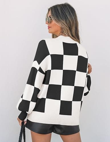 ZESICA Women's 2025 Fall Fashion Turtleneck Long Sleeve Striped Ribbed Knit Loose Pullover Sweater Tops thumbnail 3
