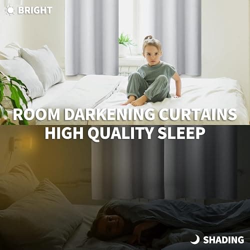 BGment Room Darkening Curtains 63 Inches Long - Grommet Thermal Insulated Drapes Window Treatment Curtains for Bedroom, 2 Panels, 42 x 63 Inch, Greyish White thumbnail 4