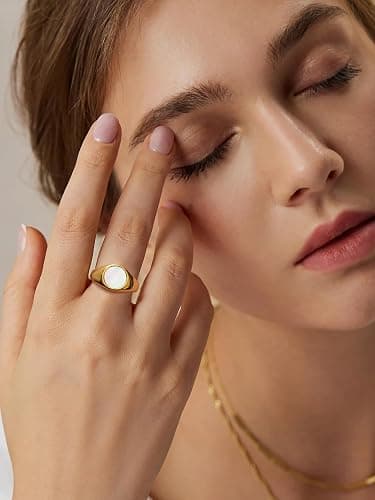 YeGieonr Gold Rings for Women Trendy Non Tarnish Chunky Gold Plated Ring, Waterproof Stainless Steel Gold Jewelry Gift thumbnail 2