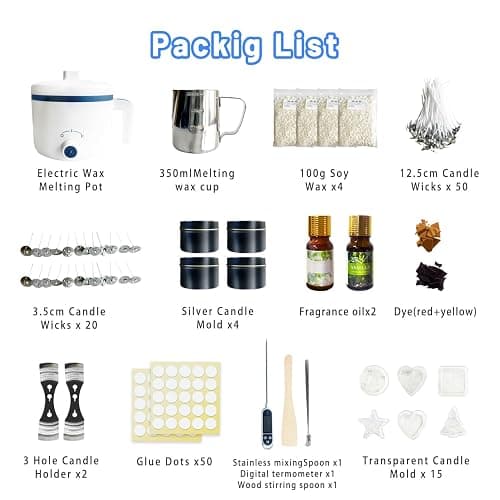 VUSIBA Candle Making Kit with Wax Melter,Soy Wax for Candle Making, DIY Scented Candle Kit for Adult Beginner,Make Your Own Candles thumbnail 2