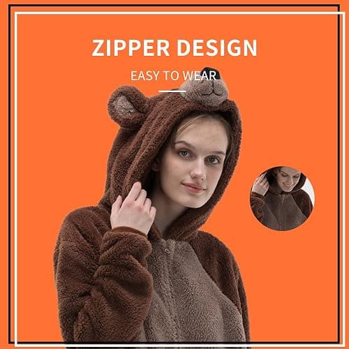 COSUSKET Snug Fit Unisex Adult Onesie Pajamas, Flannel Cosplay Animal One Piece Halloween Costume Sleepwear Homewear thumbnail 4