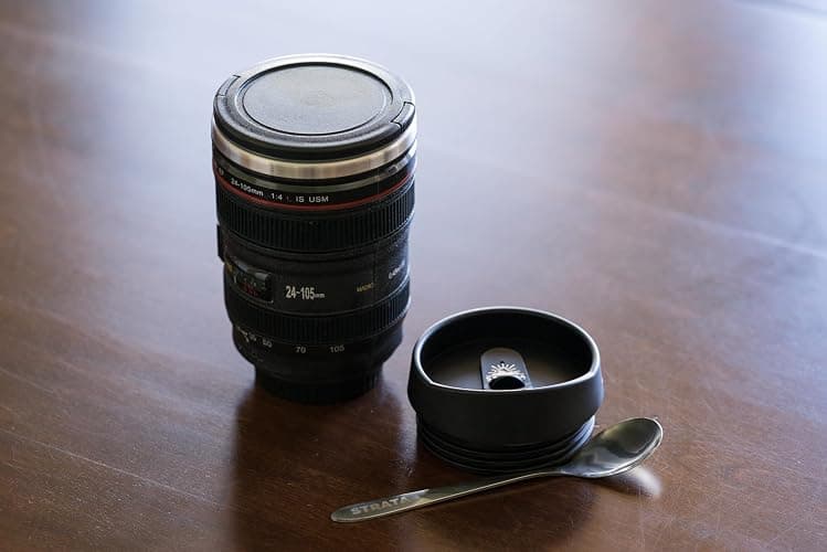 STRATA CUPS Camera Lens Coffee Mug -13.5oz | (2 LIDS + SPOON + BAG) Gift for Him, Dad Gifts, Photography, Camera accessories, Novelty Gifts thumbnail 2