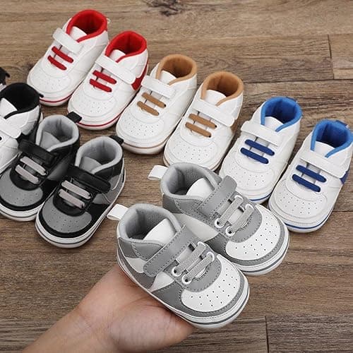 Clowora Unsex Baby Shoes Boys Girls Infant Sneakers Non-Slip Soft Rubber Sole Toddler Crib First Walker Lightweight Shoes - 6-12 Months Infant - A03/Grey thumbnail 5