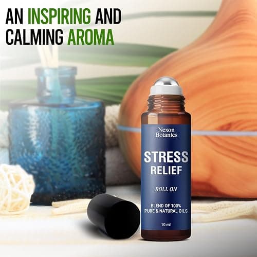 Stress Relief Essential Oil Roll-On 10 ml - Natural Stress Relief Blend with Lavender, Geranium & Frankincense Oils - Prediluted Roller for Calming Aromatherapy - Nexon Botanics thumbnail 3