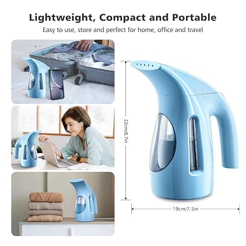 HiLIFE Steamer for Clothes, Portable Handheld Design, 240ml Big Capacity, 700W, Strong Penetrating Steam, Removes Wrinkle, for Home, Office(ONLY FOR 120V) (Sky Blue) thumbnail 2