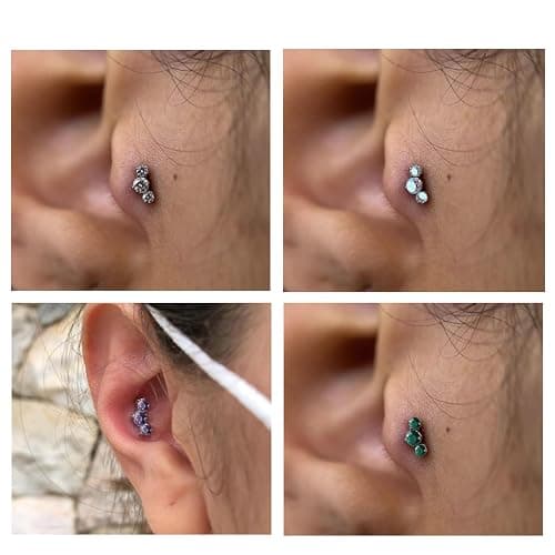 16G Flat back Earring Stud ASTM F136 Titanium 6mm 8mm Push In Fit Threadless Dainty Cartilage Piercing Jewelry for Women for Tragus Helix Rook Conch Lobe Lip thumbnail 5