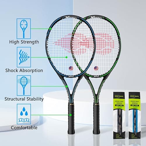WOED BATENS Adult 2 Player Tennis Racket Perfect for Beginner and Professional Players, 27” Speed Tennis Racquet Include Overgrips, Tennis Bag, Vibration Dampes, Covers thumbnail 2