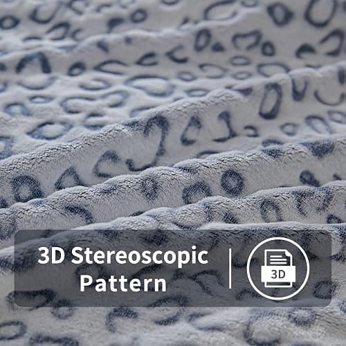 FY FIBER HOUSE Cheetah Print Blanket Blue Leopard Blanket Fluffy Soft Throw for Couch,50"X60" thumbnail 4