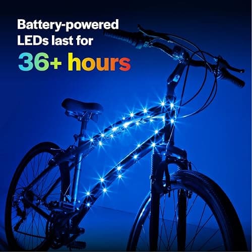 Brightz CosmicBrightz LED Bike Frame Rope Light - 6.5-Foot String Rope - Battery-Powered with On/Off Switch - Ultra Bright Color Keeps Your Ride Fun and Safe for Kids, Teens, & Adults thumbnail 5