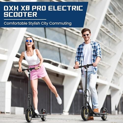 DXH Electric Scooter for Adults, Folding E Scooter with 500W Motor 19 Mph Top Speed, Max 21 Miles Long Range, 10'' Solid Tires Commuting Scooters, Dual Braking System and App Control thumbnail 6