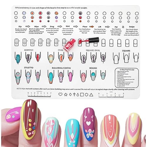 Nail Tech Practice Mat, Acrylic Nail Art Training Silicone Mat, Foldable Washable Nail Desk Mat for Practice Nails, Nail Salon Accessories & Nail Art Practice Sheet thumbnail 8