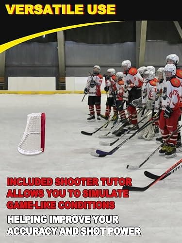 Kasifei Mini Steel Hockey Net with Shooter Tutor, 30" x 20" Heavy Duty Hockey Goal for Kids thumbnail 4