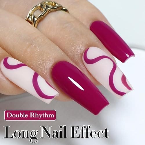 Double Rhythm 15ML Gel Polish Pure Sheer Same Color Same Bottle Soak Off Gel Polish Art Manicure Salon DIY at Home for Women (Wine Red-A1456) thumbnail 4