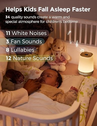 Baby Sound Machine, Momcozy White Noise Machine for Baby Sleeping with Night Light, Toddler Sleep Trainer with 34 Soothing Sounds, Timer, App Remote Control, Personal Sleep Routine(Wood Grain) thumbnail 6