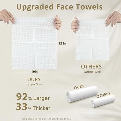 Ourmed Life Face Towels, Disposable Biodegradable Facial Towelettes for Sensitive Skin, Soft Lint-Free Face Cloths, Clean Dry Wipes for Washing Face, Skincare & Makeup Remover, 12"x10", 50 Count thumbnail 6