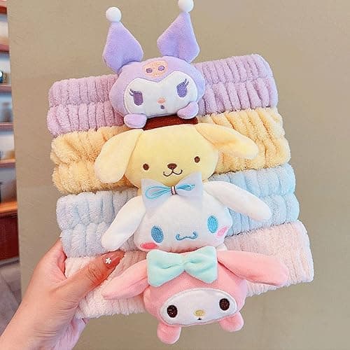 Kawaii Spa Headband and Wristband Set for Face Washing, Cute Soft Skincare Headbands for Women Girls, Fluffy Makeup Headband for Washing Face, Bath, Shower, Beauty thumbnail 7