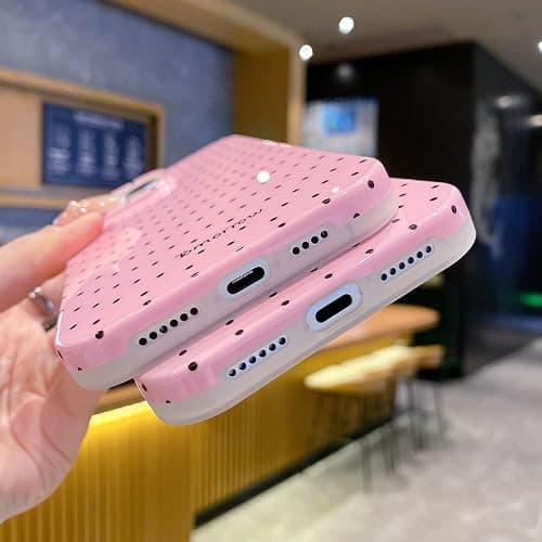 YUANLI Compatible with iPhone 15 Pro Case, Polka Dot Phone Case Cute Fashion Aesthetics Design TPU Slim Protection Cover for iPhone 15 Pro - Pink thumbnail 3