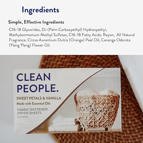 The Clean People Fabric Softener Sheets - Dryer Sheets - Softens & Removes Static Cling - Vegan Laundry Softener, Essential Oils - Sweet Petals, 120 Pack thumbnail 8