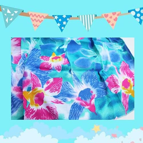 Flenwgo Girls Bohemian Dresses Floral Sleeveless Rainbow Beach Sundress with Necklace 2-12T - 3-4T - Blue thumbnail 5