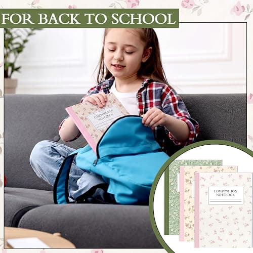 MotiMind 3 Pcs Pastel Wildflower Composition Notebook College Ruled Back to School Pink Flower Wide Ruled Composition Book 110 Page 7-1/2" x 9-3/4" Aesthetic Cute Journal Gift for Teacher Class Office thumbnail 7