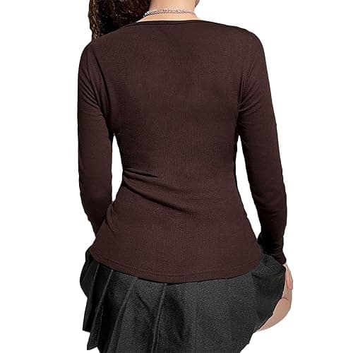 Women's Y2K Knitted Tops Long Sleeve Square Neck Lace Slim Fit Tops Fairy Grunge Shirt Aesthetic Clothes thumbnail 4
