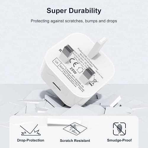 iPad Charger,New Apple iPad USB C Fast Charger Cable and Plug 25W Charge for i Pad Pro 12.9 11 13 inch 4th 5th 6th M4 2024 Generation/Air 10.9 inch 5th Gen M2 M3/Mini 6 A17 Pro/Pad 10th A16 11th 2025 thumbnail 3