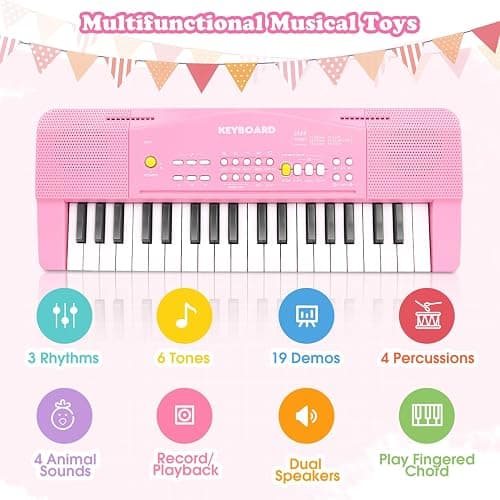 37 Keys Kid Toddler Toy Piano Keyboard Electric Pianos with Microphone thumbnail 4