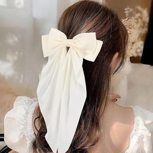 6 PCS Hair Bows for Women, Big Bow Hair Clips for Girls, Silky Satin Hair Bows Clips Oversized Long Tail, Large Hair Barrettes Cute Aesthetic Hair Accessories, Metal Bow Hair Clips Neutral Color thumbnail 4