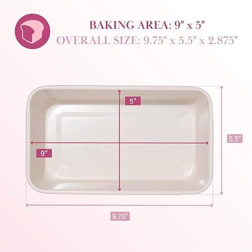 Paris Hilton Nonstick Carbon Steel Bakeware Collection, 9-Inch x 5-Inch Loaf Pan, Dishwasher Safe, Made without PFOA and PFAS, Pink Cream Two-Tone thumbnail 2