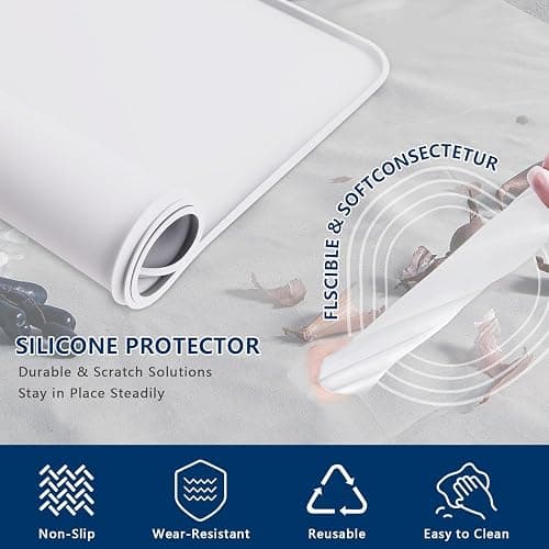 GHWMYD Silicone Mat for Washer and Dryer,Washer and Dryer Covers for the Top 23.6" x 19.7" Washing Machine Cover Mat Support Heat Washer Dryer Top Protector Covers for Laundry Kitchen Home White thumbnail 3