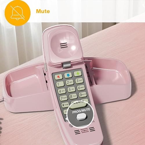 AT&T TRIMLINE 210 Corded Home Phone, No AC Power Required, Improved Easy-wall-mount, Lighted Big Button Keypad, 13 SpeedDial Keys, Last Number Redial, Mute, Flash, Volume Control, Princess Phone, PINK thumbnail 7