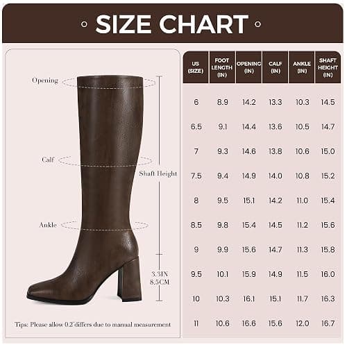 Wetviro Knee High Boots for Women Square Toe Tall Boots Womens Chunky Block Heel Dress GoGo Long Boots-Regular Calf Fit thumbnail 5