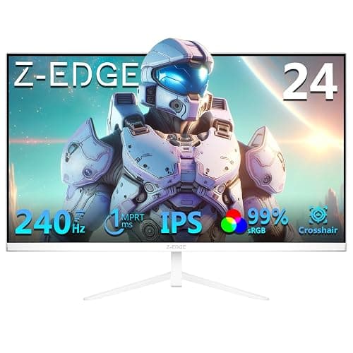 Z-Edge 24 inch 240Hz 165Hz Gaming Monitor, FHD 1080p, MPRT 1ms, IPS Monitor Gaming, 350nits, 16.7M Colors, 99% sRGB, UG24PJ Frameless Bezel, DP x1, HDMI x1(White) - Image 1