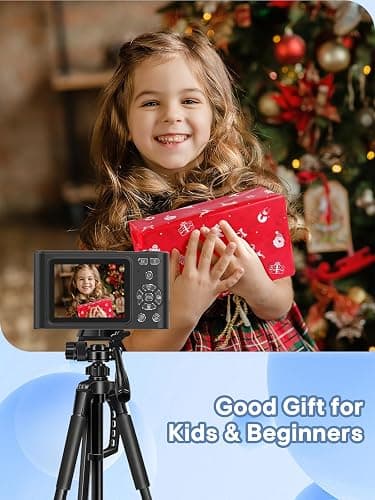 Digital Camera, 44MP Full HD 1080P Point and Shoot Camera with 64GB Card, Anti Shake 16X Zoom Compact Volg Cameras, Portable Small Camara Gift for Kids, Ages Teen Girl Boy - Black thumbnail 6
