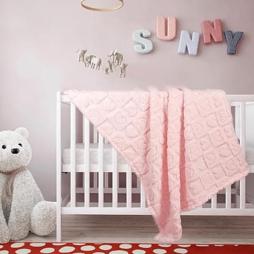 5 Pcs Baby Blanket Heart Checkered Ultra Soft Gift-Ready Plush for Newborns, Nursery & Stroller 30"x40" Beige Gray Blue Purple Light Pink thumbnail 2