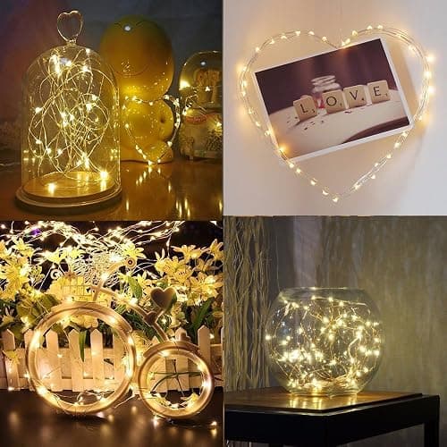 BXROIU Fairy Lights CR2032 Battery Operated,6.6Ft/2Meter 20 LEDs Micro Silver Wire String Lights for Bedroom Christmas Party Wedding Decoration (Warm White, 6 Pack) thumbnail 4