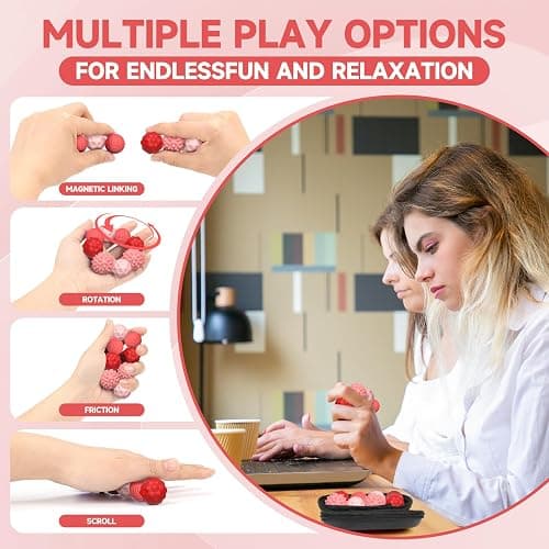 Silicone Magnetic Fidget Balls Toys, 8Pcs Attraction Textures Sensory Fidget Ball Toy with Silicone Shell for for Adults,Silent Desk Magnetic Stress Balls Fidget Toys, Stocking Stuffers for Teen Gifts thumbnail 6