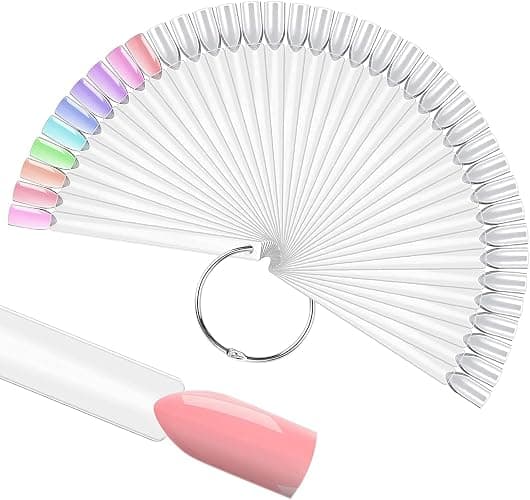 200Pcs Fan-shaped Nail Swatch Sticks,Clear Nail Color Swatches Display for Gel Polish, Nail Sample Practice Sticks,with Ring Holder for (Clear) thumbnail 9