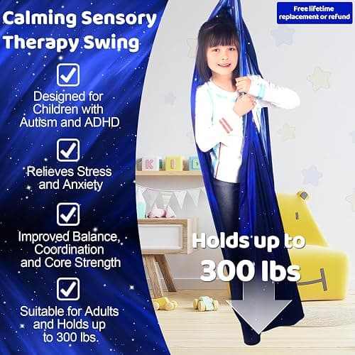 Sensory Swing for Kids Indoor and Outdoor Therapy Cuddle Swing Snuggle Hammock Chair Holds up to 300 lbs with Hardware Hanger Kit For Aspergers Autism ADHD thumbnail 2